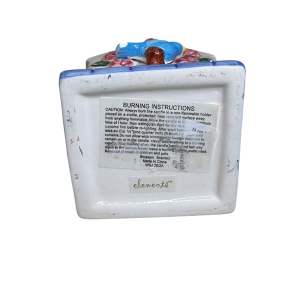 Hand-Painted Ceramic Decorative Birdhouse Candle With Floral & Bluebird Design - Picture 7 of 13